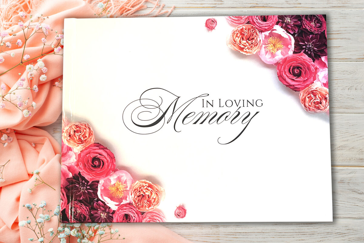Red Roses Flower Funeral Memorial Sign in Guest Book