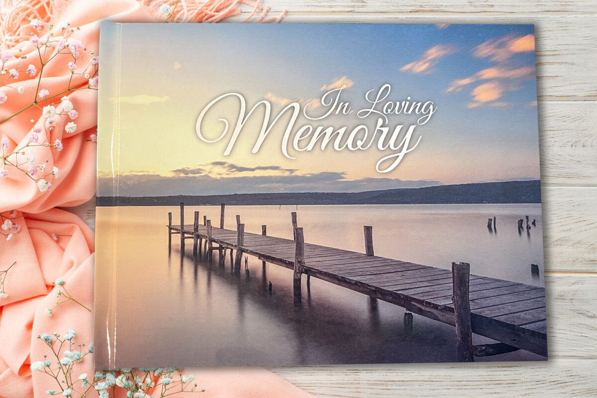 Lake Dock Funeral Memorial Sign in Guest Book
