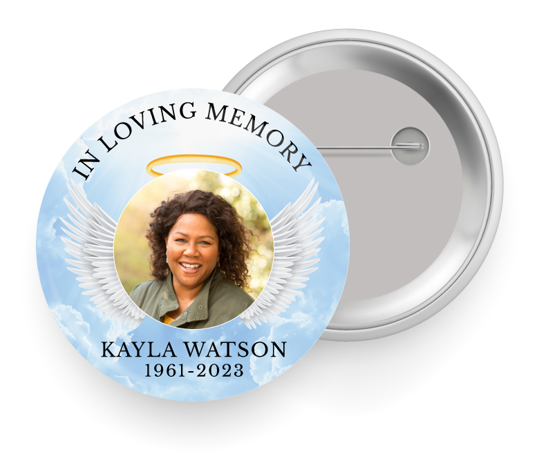 Angel Wings Halo Memorial In Loving Memory Button Pin