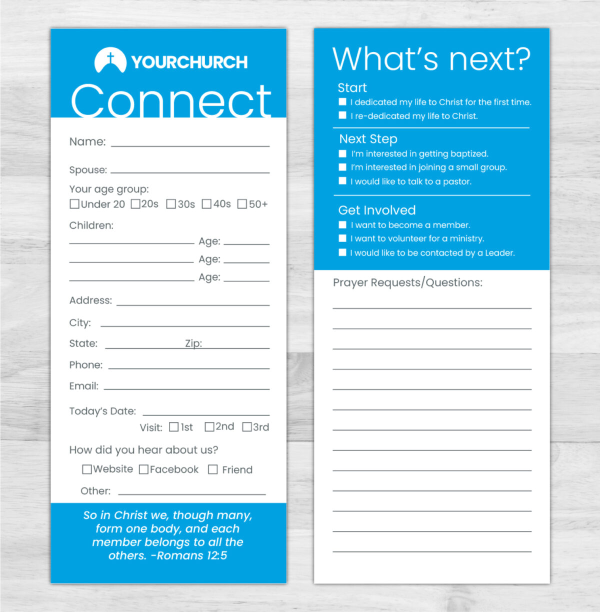 Church Connection Cards Blue