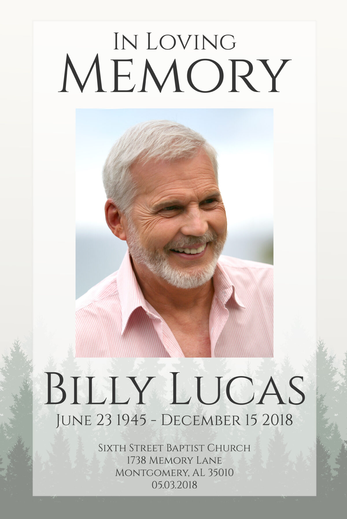 forest funeral memorial poster