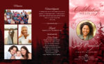 Tri-Fold Funeral Program Red Trees Doves