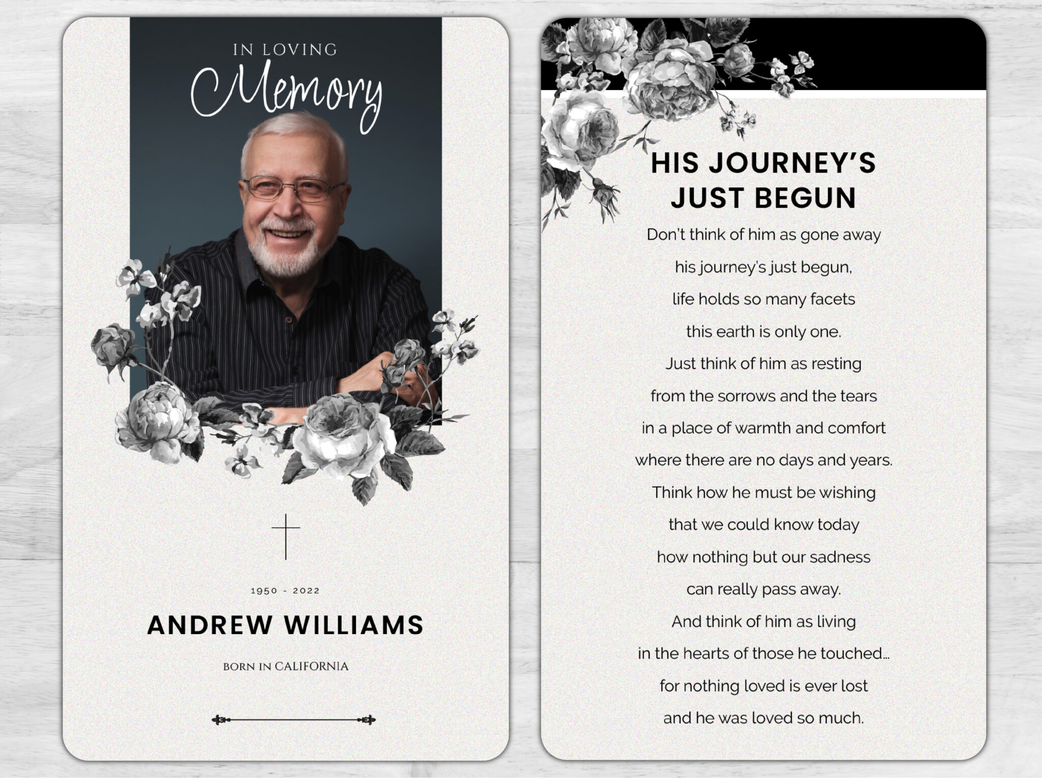 Laminated Prayer Cards for Funeral Personalized Laminated Prayer Cards