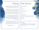 Blue Flowers Watercolor Funeral Program