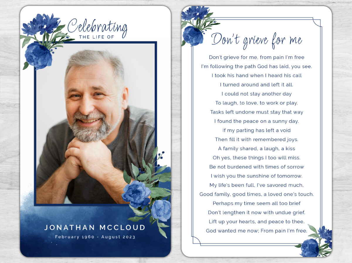 Floral Memorial Prayer Card