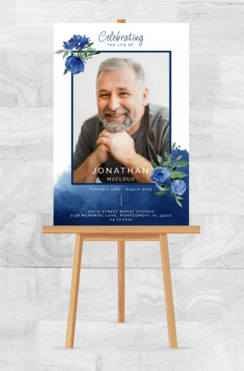 Blue Flowers Funeral Memorial Poster