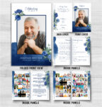 Blue Flowers Watercolor Funeral Program