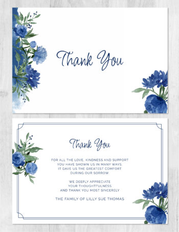 Floral Funeral Memorial Thank You Card