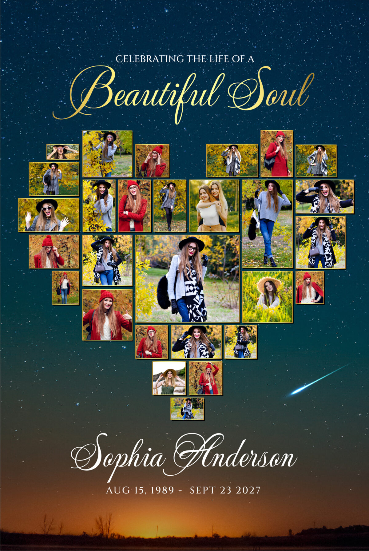 Heart Collage Stars Funeral Memorial Poster