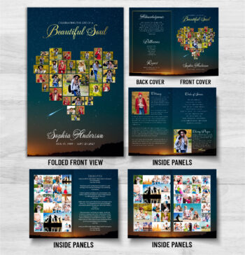 Heart Collage Stars Funeral Memorial Program