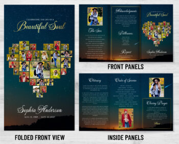 Heart Collage Stars Funeral Memorial Program