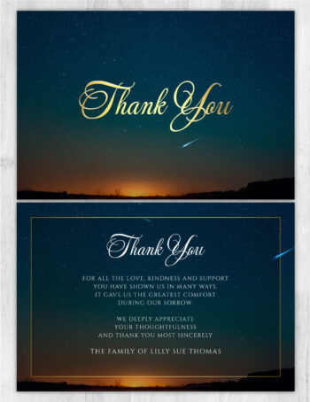 Starry Night Sky Funeral Memorial Thank You Card