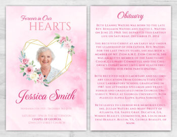 Floral No-Fold Memorial Program