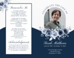 Blue Roses Funeral Memorial Program