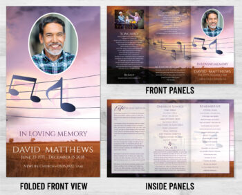 Music Notes Funeral Memorial Program