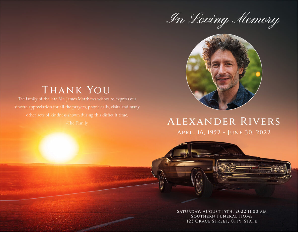 Ford Muscle Car Funeral Memorial Program