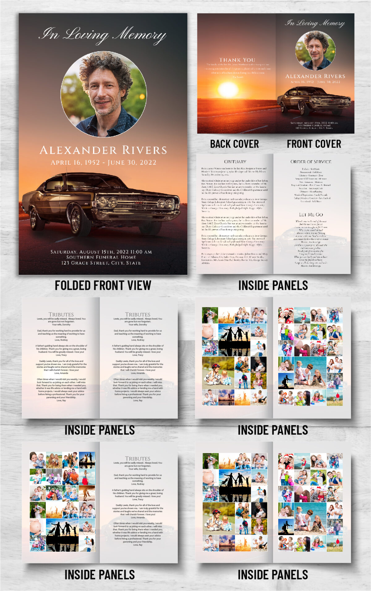 Ford Muscle Car Funeral Memorial Program