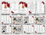 Red Roses Marble Funeral Memorial Program