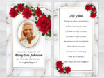 Red Roses Marble Memorial Prayer Card