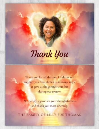 Stairs to Heaven Heart Clouds Funeral Memorial Thank You Card