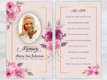 Pink Flowers Funeral Memorial Cards