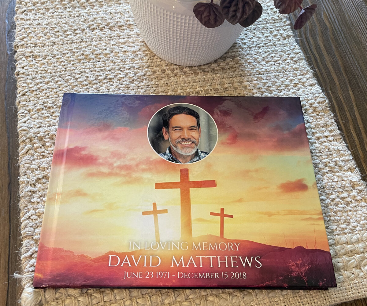 Custom Funeral Memorial Guest Book Christian Cross