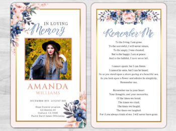 Floral Bouquet Funeral Memorial Card