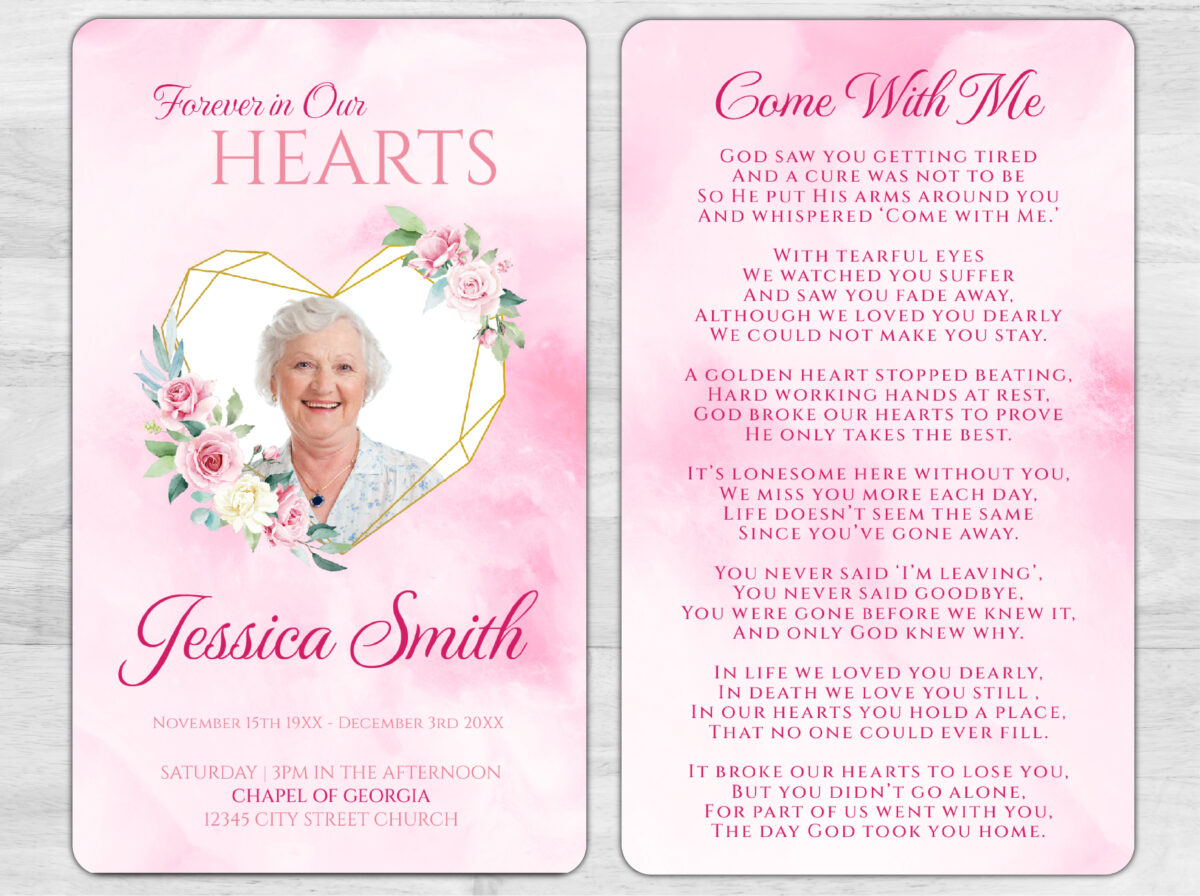 Heart Memorial Prayer Card