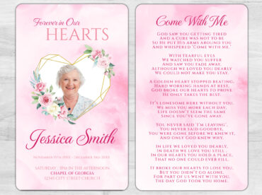 Heart Memorial Prayer Card