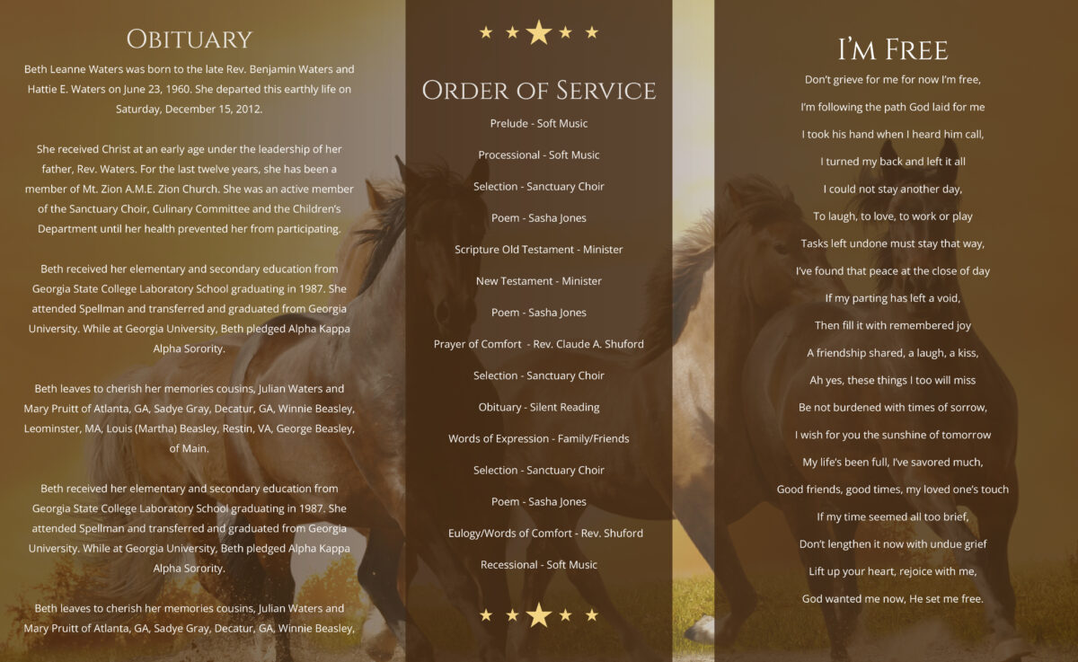 Horse Funeral Program