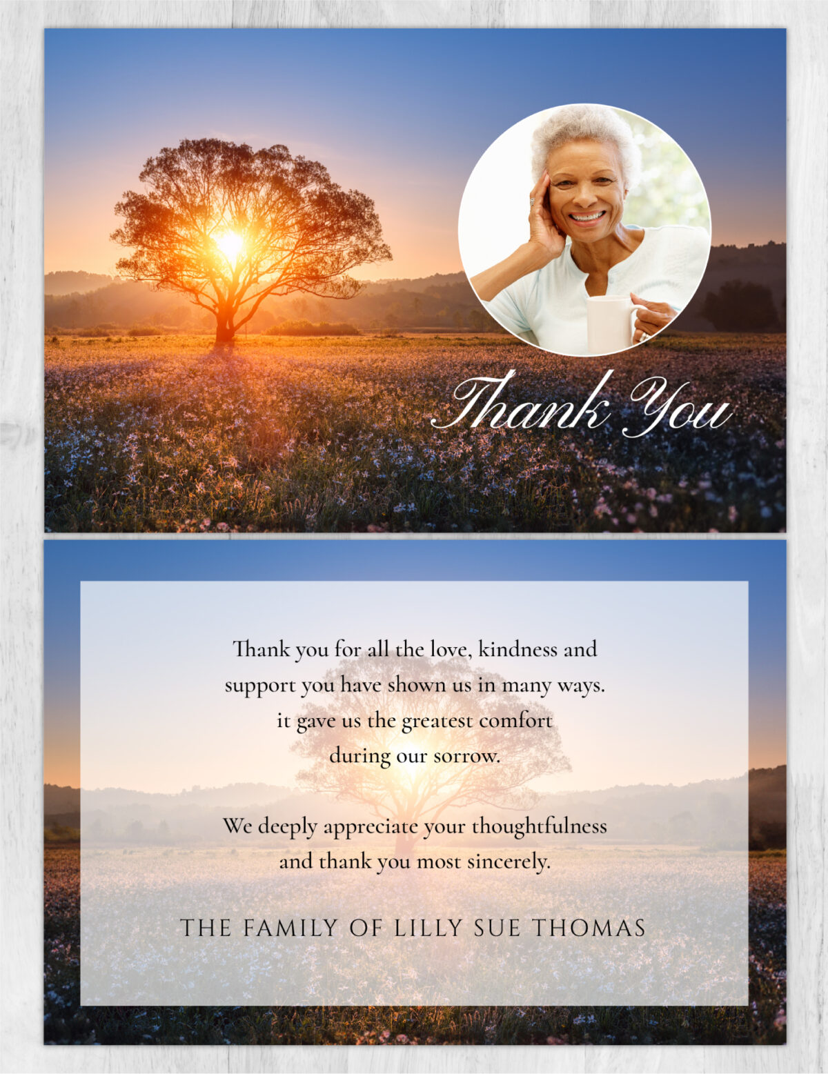 Tree of Life Funeral Memorial Thank You Card