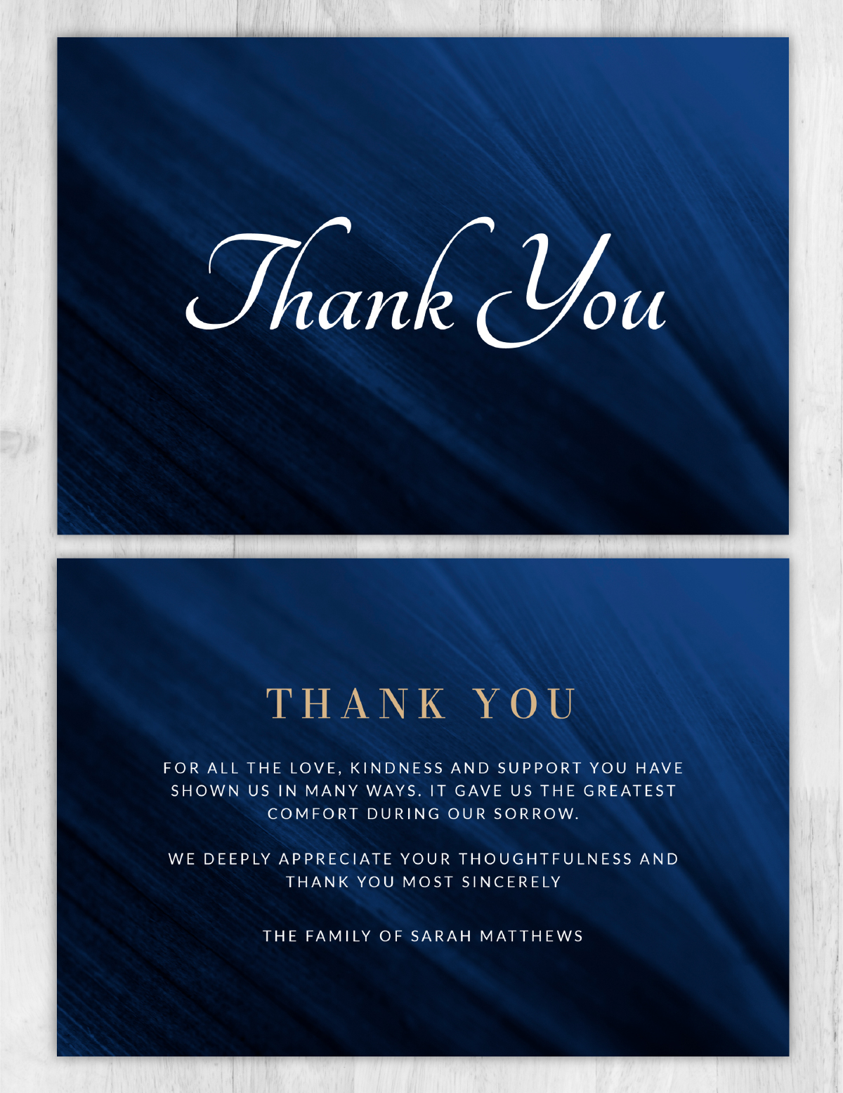 Modern Blue Funeral Memorial Thank You Card