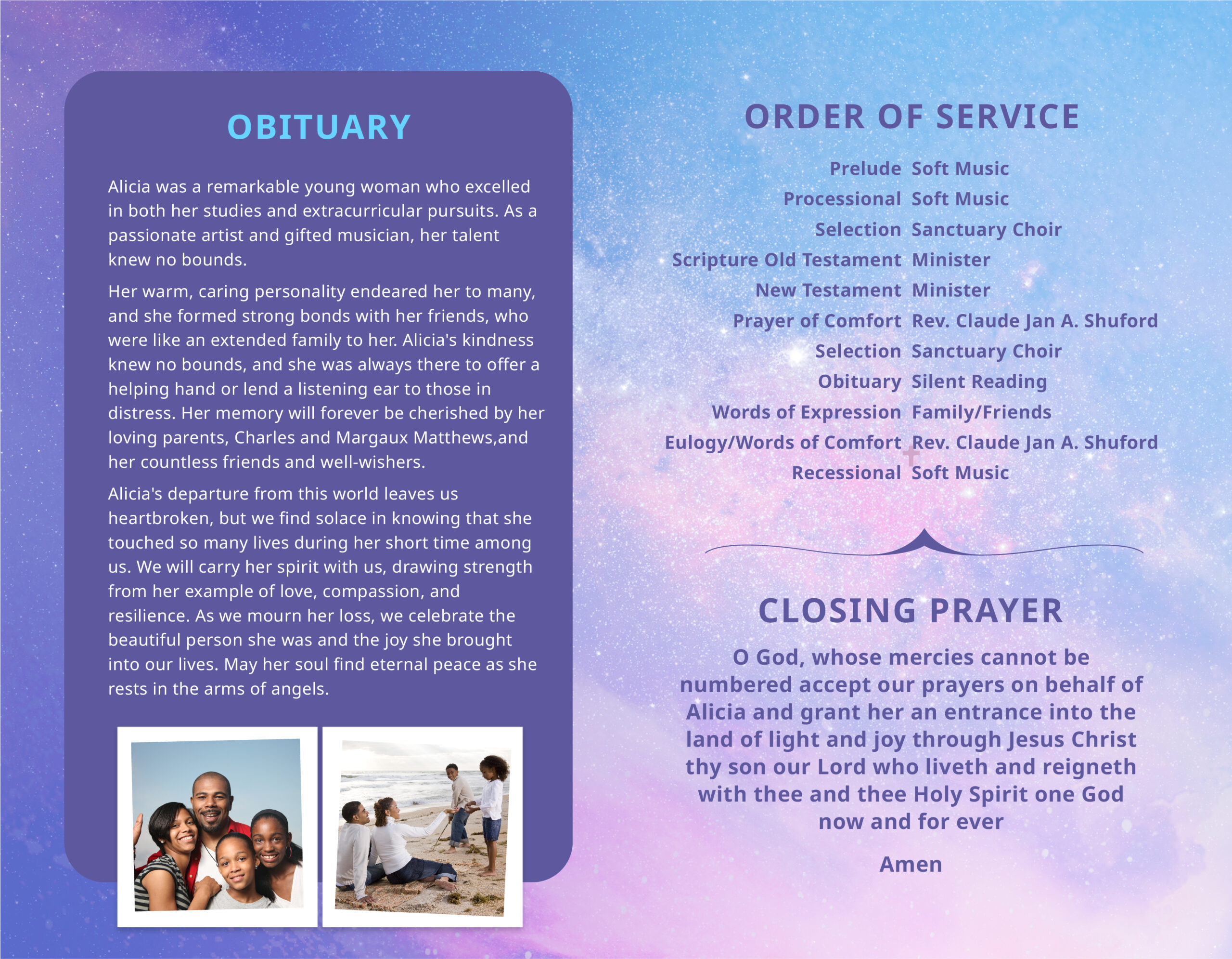 16 Page Funeral Program 1072, Closing Prayer For School