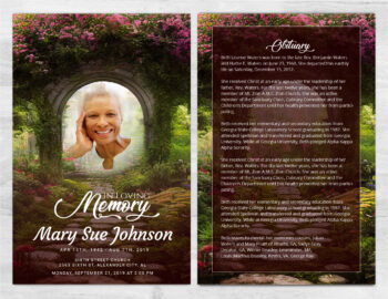 Secret Garden Funeral Memorial Program