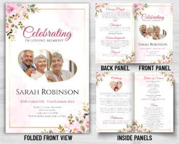 Pink Floral Memorial Program