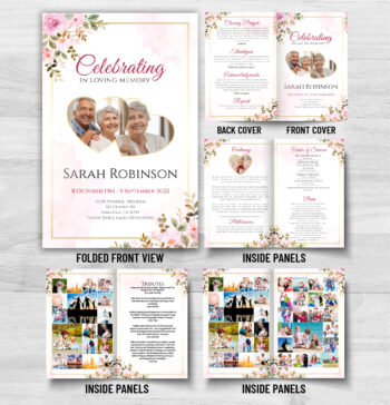 Pink Floral Memorial Program