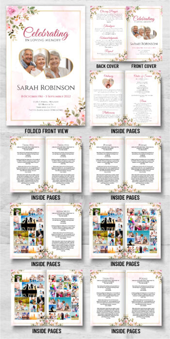 Pink Floral Memorial Program