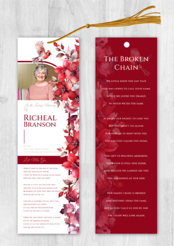 Cardinal and Floral Memorial Bookmark
