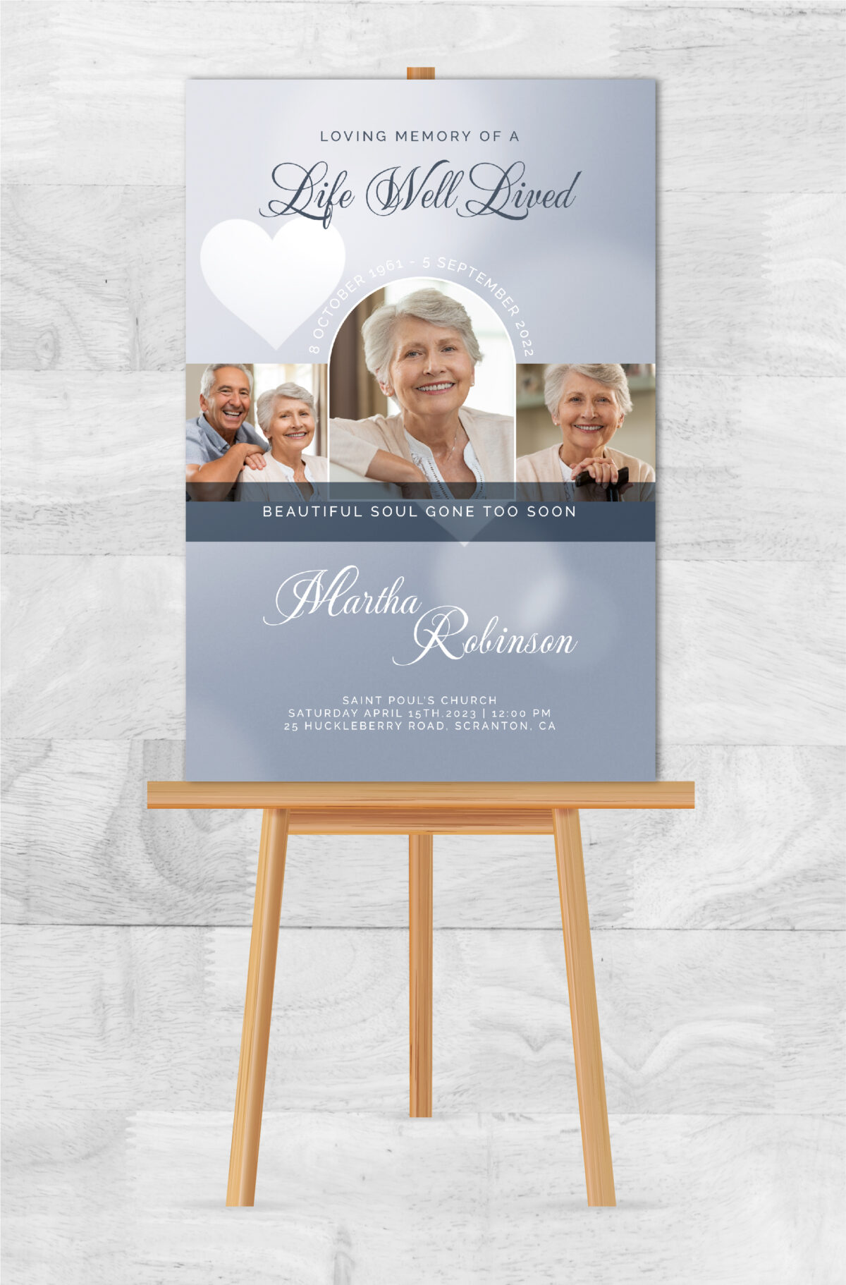 Gray with Hearts Memorial Poster