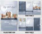 Gray with Hearts Memorial Trifold Program