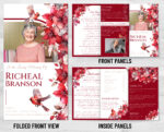 Cardinal and Floral Memorial Trifold Program