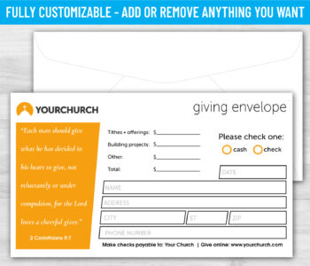 Custom Tithe Giving Offering Church Envelope