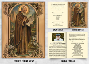 Folded Saint Prayer Mass Catholic Card