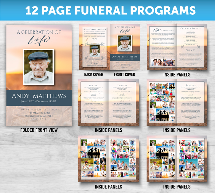 12 Page Funeral Programs