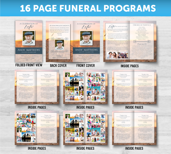 16 Page Funeral Programs