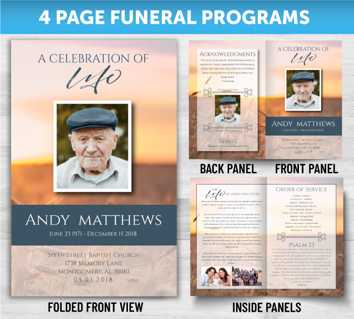 4 Page Funeral Programs