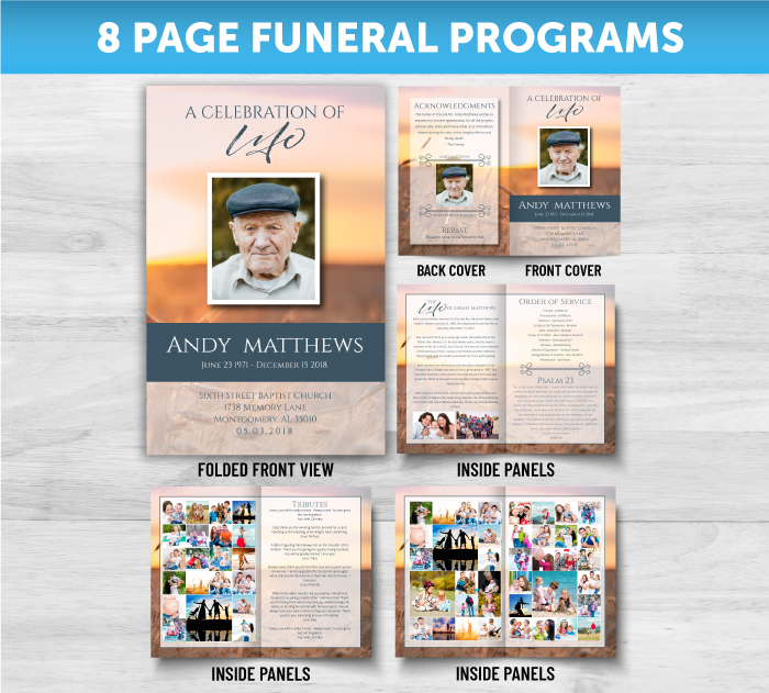 8 Page Funeral Programs