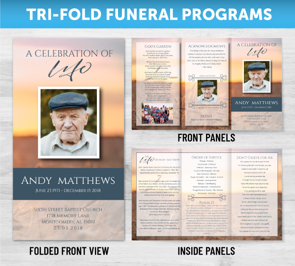 TriFold Funeral Programs