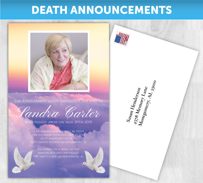 Death Announcements Invites