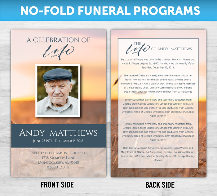 No-Fold Funeral Programs